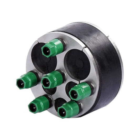 KRASO® Universal Mechanical Duct Sealing System 100mm – design with six compression bolts and EPDM rubber layers, providing pressure-tight sealing for cables and ducts in industrial and utility installations.