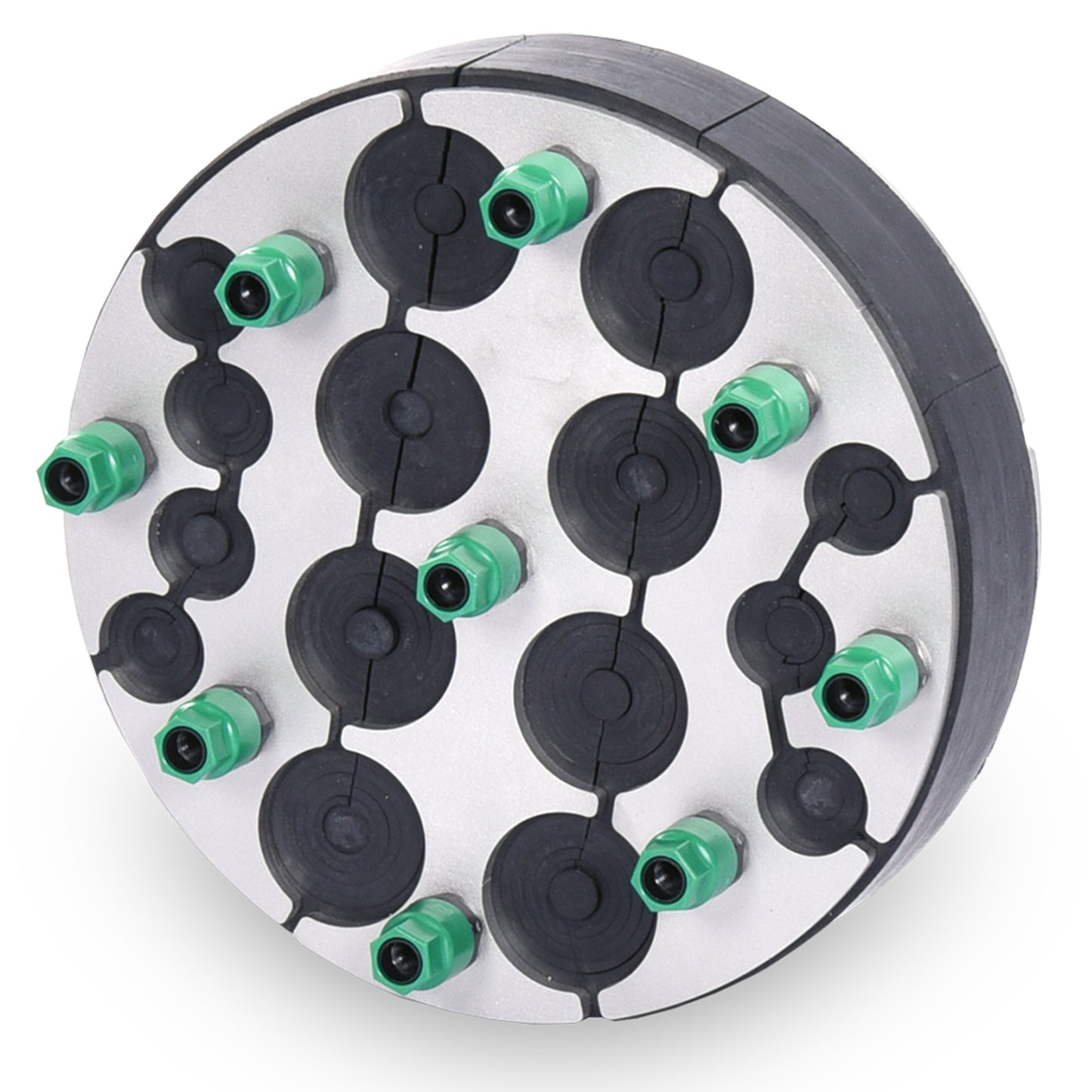 KRASO® Universal Mechanical Duct Sealing System 200mm with multi-port design and green compression bolts, engineered for gas-, water-, and pressure-tight sealing of multiple cables and pipes in large industrial ducts