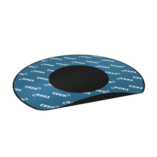 DAFA TriFlex Airtight Grommet shown on a white background — blue self-adhesive membrane with DAFA branding and a black flexible sealing center for airtight installations.