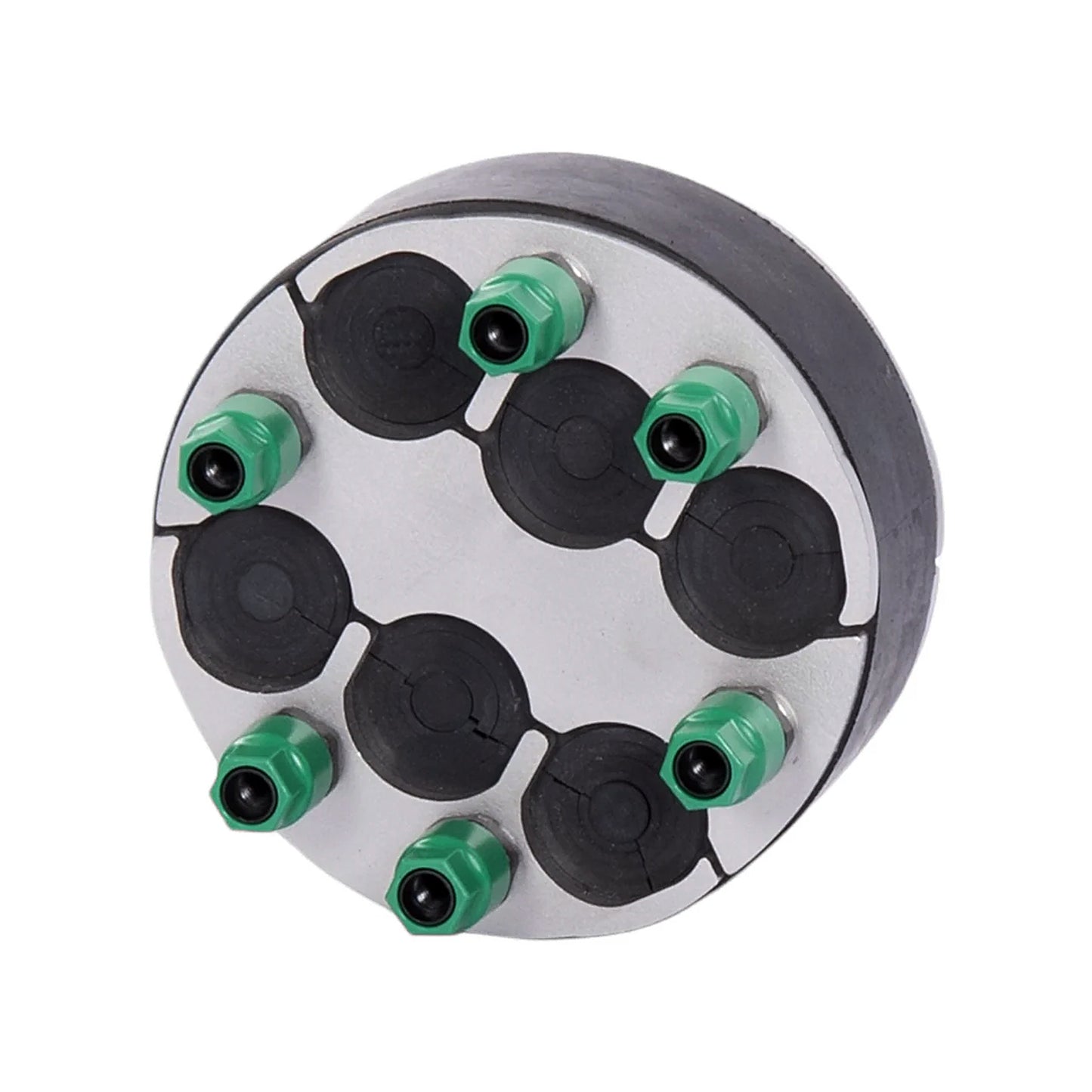 KRASO® Universal Mechanical Duct Sealing System 125mm with six green torque bolts and EPDM sealing layers, designed for reliable water-, gas-, and pressure-tight sealing of multiple cables or ducts.